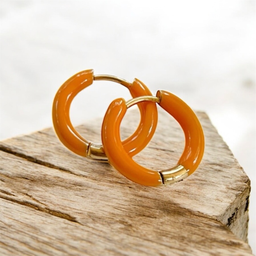 ✅NEW✅ 18K Gold Plated Stainless Steel Orange Congo Earrings